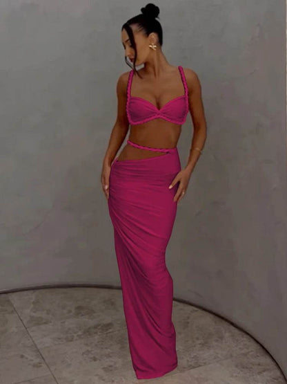 Weird Puss Square Collar 2 Piece Set - Chic Summer Bra & Skirt - Buy Center UK