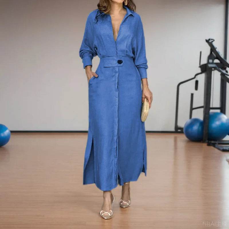 Elegant Long Sleeve Women Dress 2024 - V Neck, Casual Style S-3XL - Buy Center UK