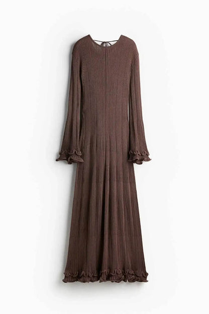 Buy Center Autumn Women's Long Sleeve Slim Fit Dress - Ruffle Accent - Buy Center UK