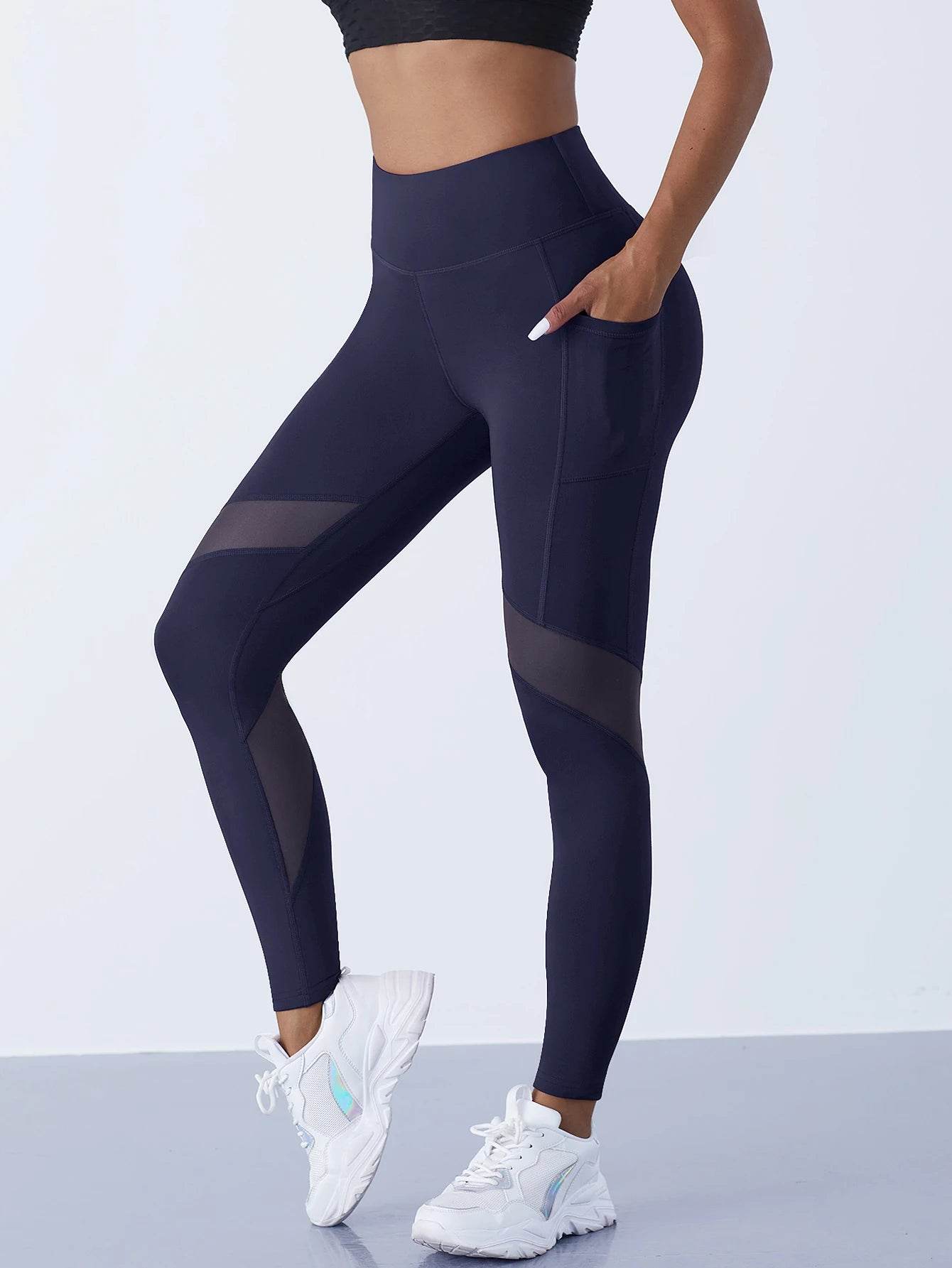 Buy Center Women's Color Blocked Yoga Pants - Stylish, Pocketed Leggings - Buy Center UK