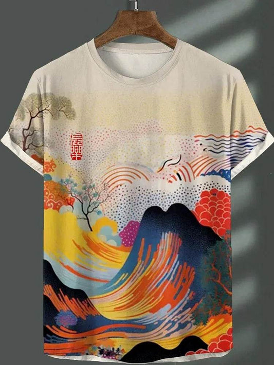 Buy Center Men's Ukiyo-E 3D Printed T-Shirts - Summer Casual Tees - Buy Center UK