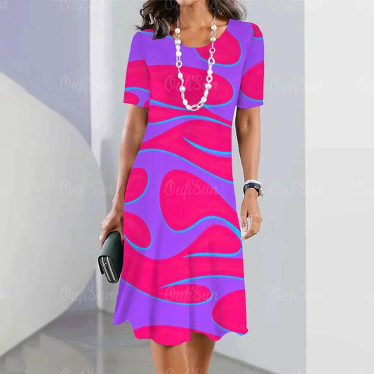 2024 Vintage Women's Striped Dress - Casual Short Sleeve Elegance - Buy Center UK