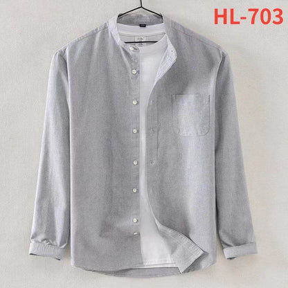 Buy Center Men's No-Iron Pure Cotton Oxford Shirt - Stand Collar - Buy Center UK