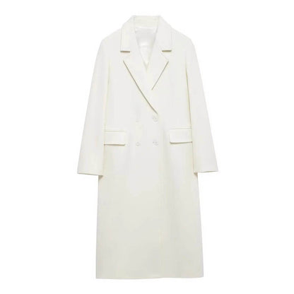 Buy Center Women's Long Double-Breasted Coat - Windproof & Chic - Buy Center UK