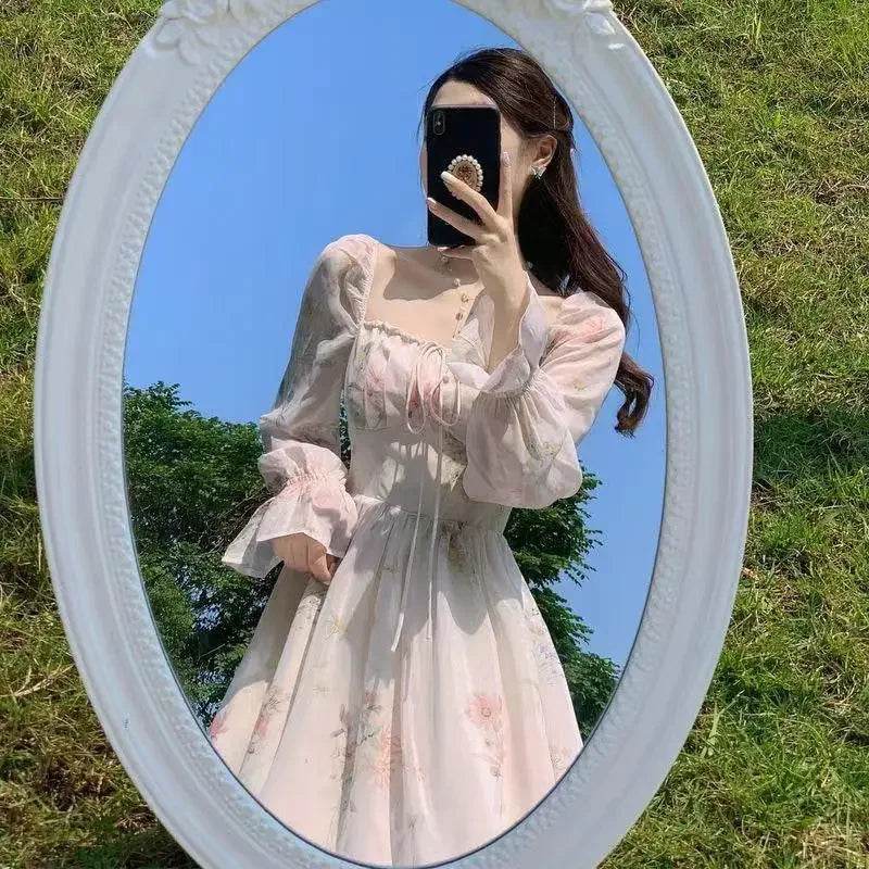 2024 Spring Summer Chiffon Dress - Women's Long Sleeve French Style - Buy Center UK