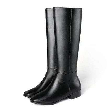 Buy Center Women's Square Tube Boots - Knee-High, Side Zipper Style - Buy Center UK