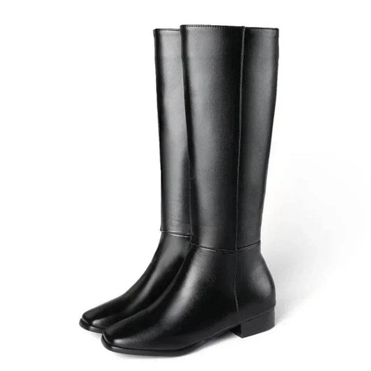 Buy Center Women's Square Tube Boots - Knee-High, Side Zipper Style - Buy Center UK
