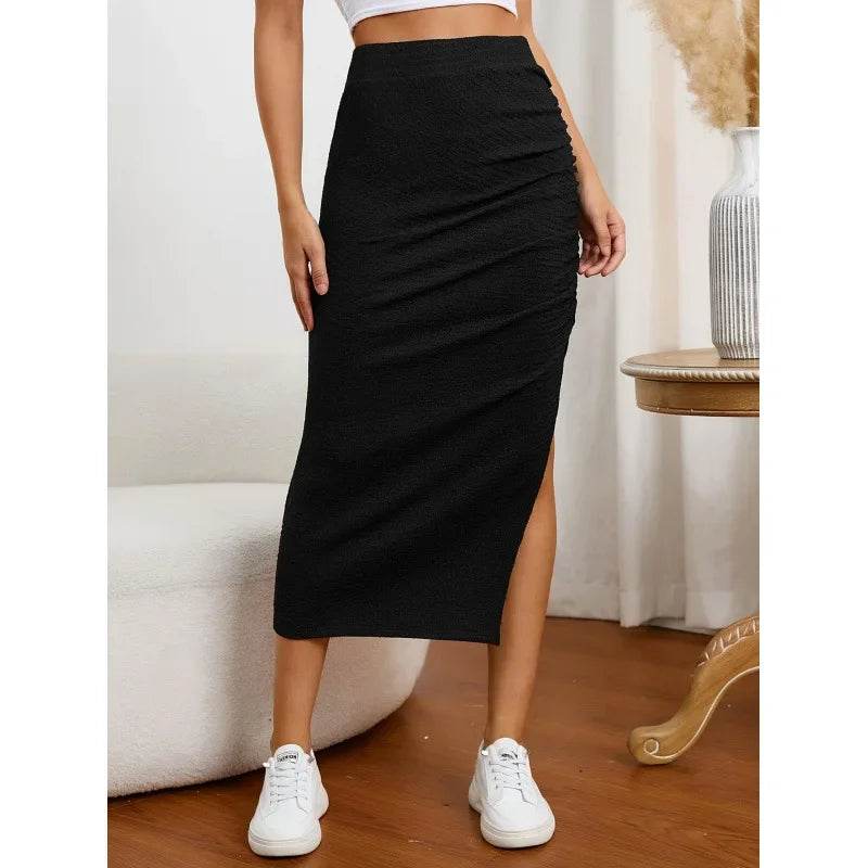 2024 High-Waisted Pleated Skirt - Slim Fit for Spring/Autumn - Buy Center UK