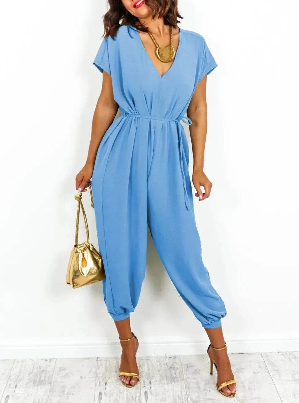 Buy Center Women's Loose One-Piece Suit - Short Sleeve Casual Chic - Buy Center UK