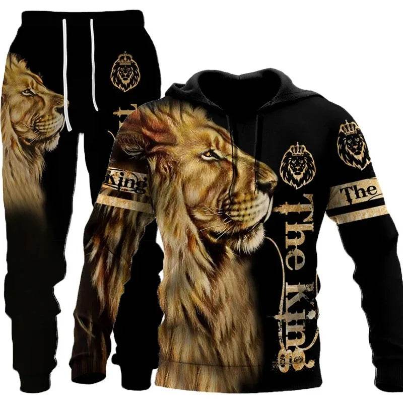 3D Tiger Printed Tracksuit Set - Unisex Hoodie & Pants, Cozy Style - Buy Center UK