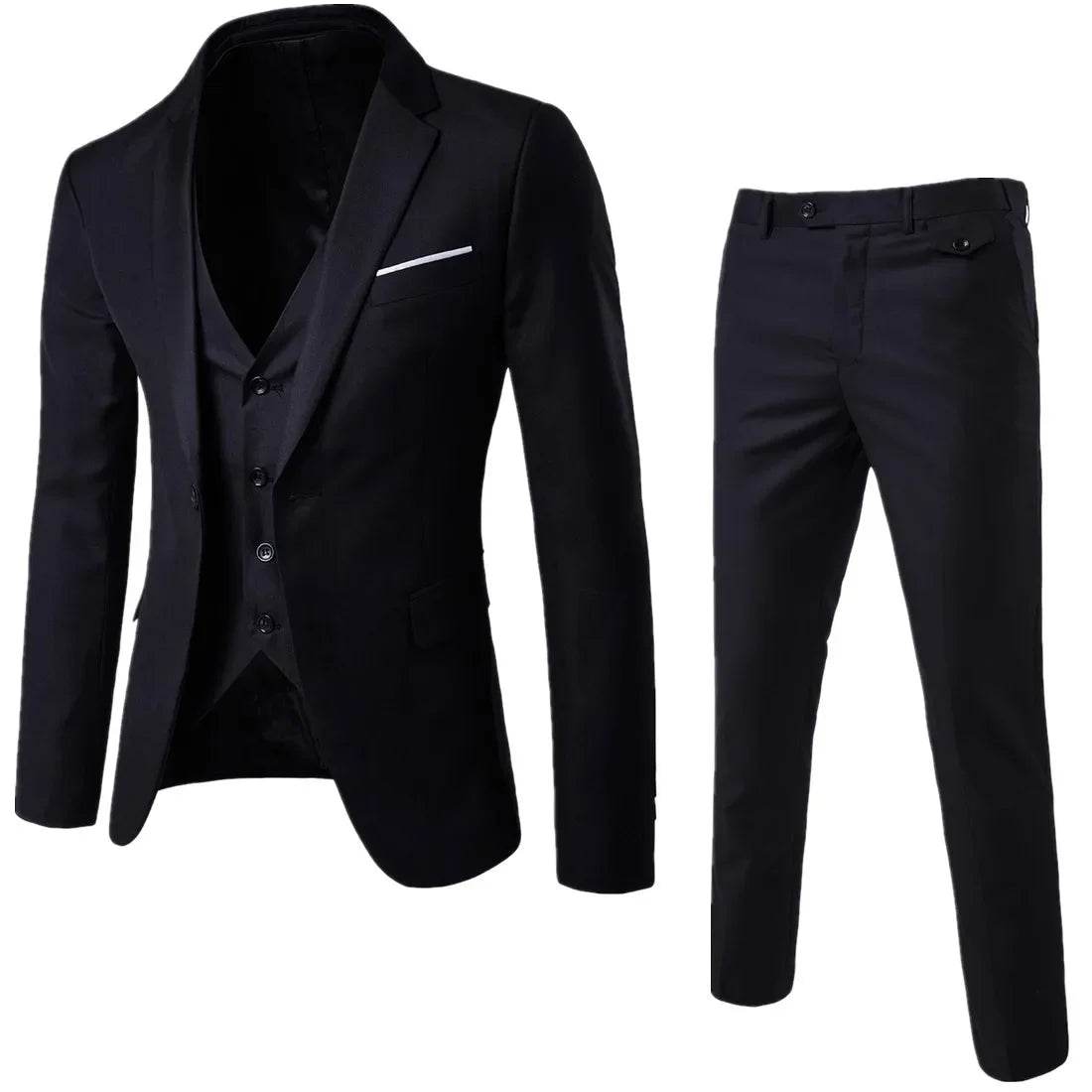 Buy Center Black Casual Suit for Men - Spring Autumn Two-Piece Set - Buy Center UK