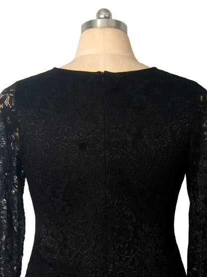 Plus Size Floral Lace Party Dress - Elegant Long Sleeve Design - Buy Center UK