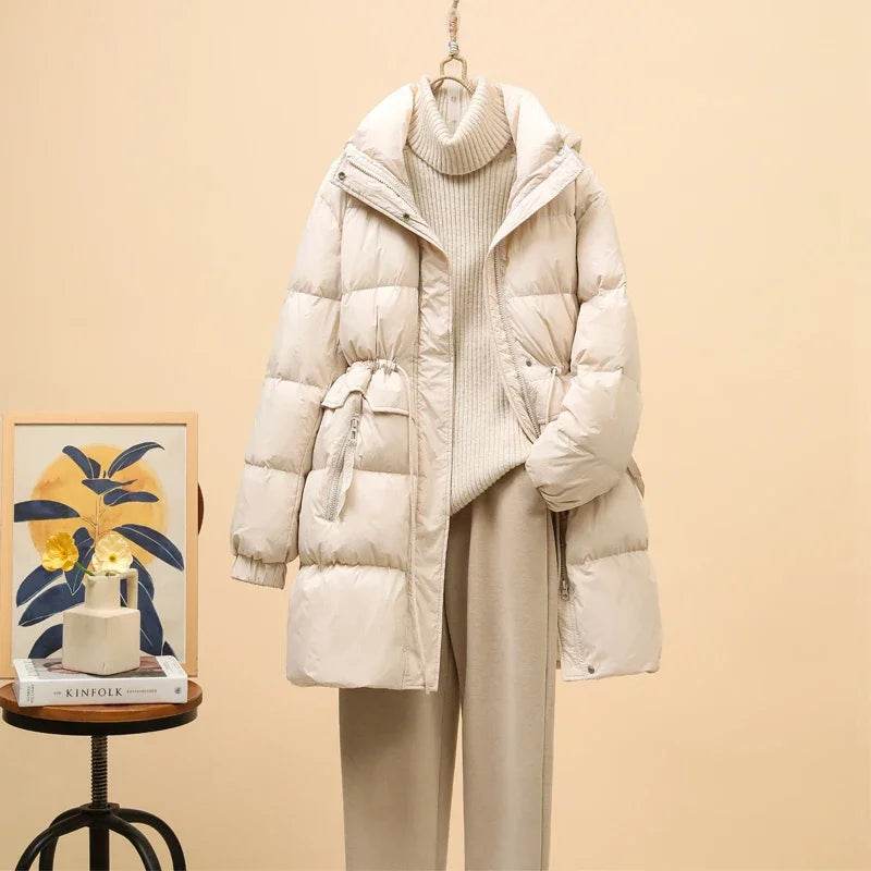 Buy Center Women's White Duck Down Puffer Jacket - Slim Fit & Hooded - Buy Center UK
