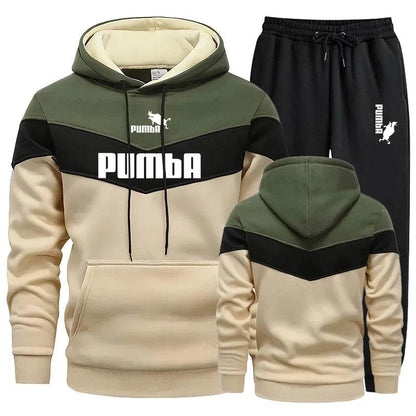 Buy Center Men's Tricolor Tracksuit Set - Hooded Sweatshirt & Jogging Pants - Buy Center UK