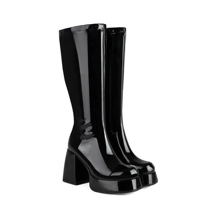 NASBAVI Women's Knee-High Boots - Super Thick Heel, Side Zipper - Buy Center UK