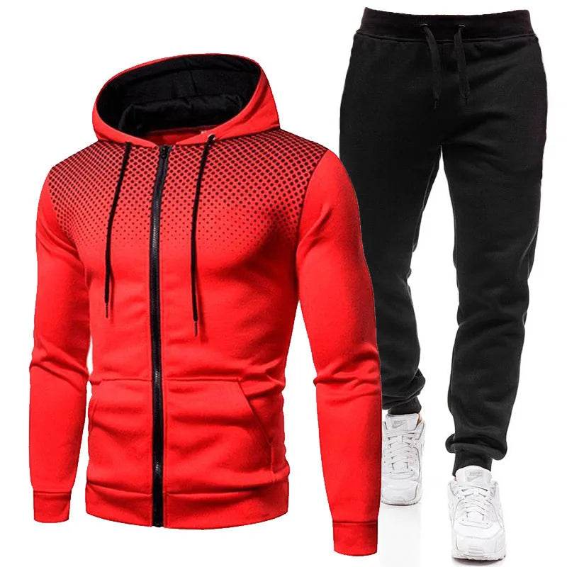 Buy Center Fashion Print Tracksuit for Men - Stylish Zipper Hoodie Set - Buy Center UK