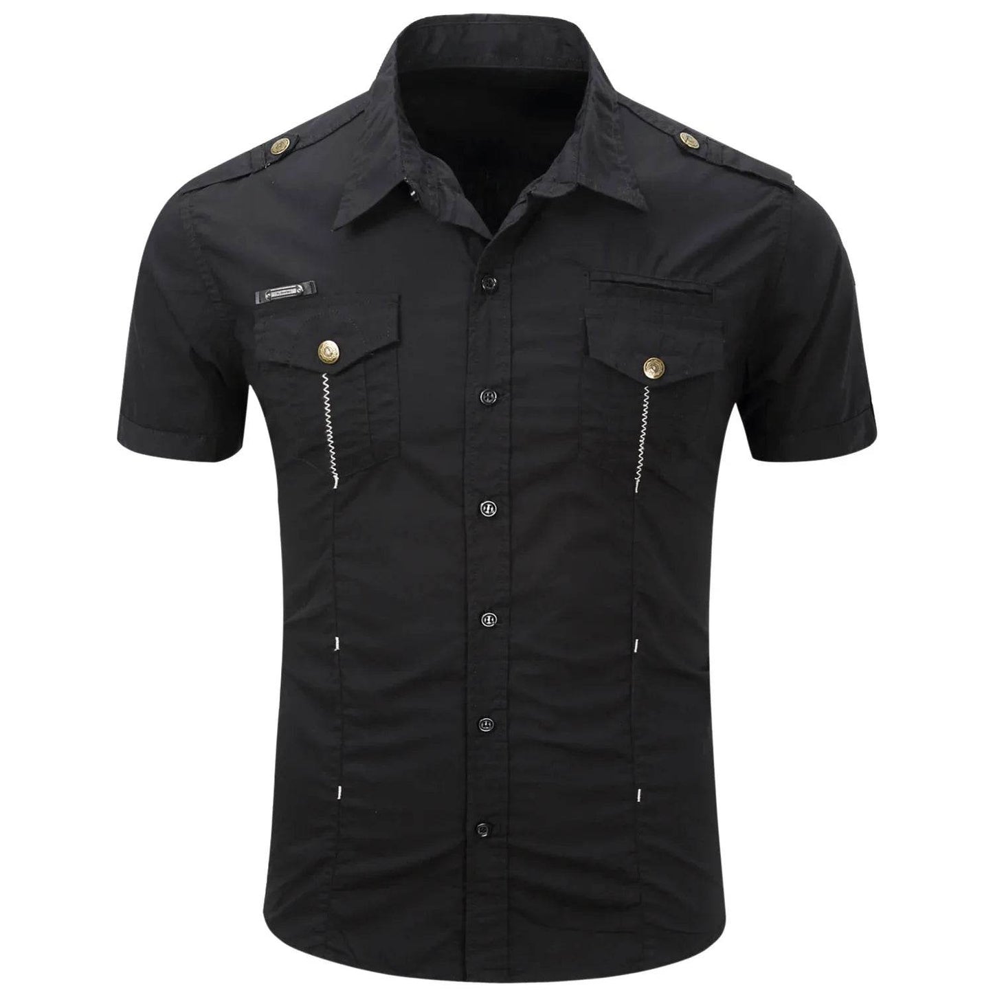 Buy Center Men's Cotton Military Tactical Shirt - Short Sleeve Summer Style - Buy Center UK