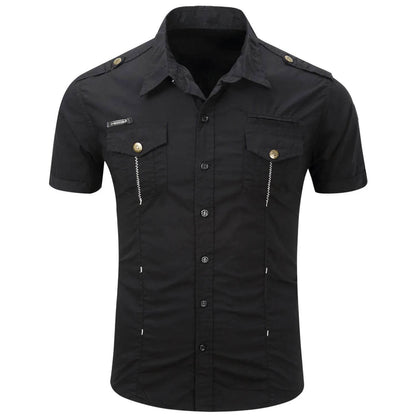Buy Center Men's Cotton Military Tactical Shirt - Short Sleeve Summer Style - Buy Center UK