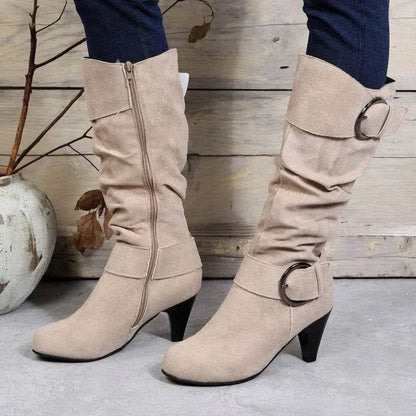 2025 Women’s Knee High Boots - High-Quality Faux Suede, Side Zip - Buy Center UK