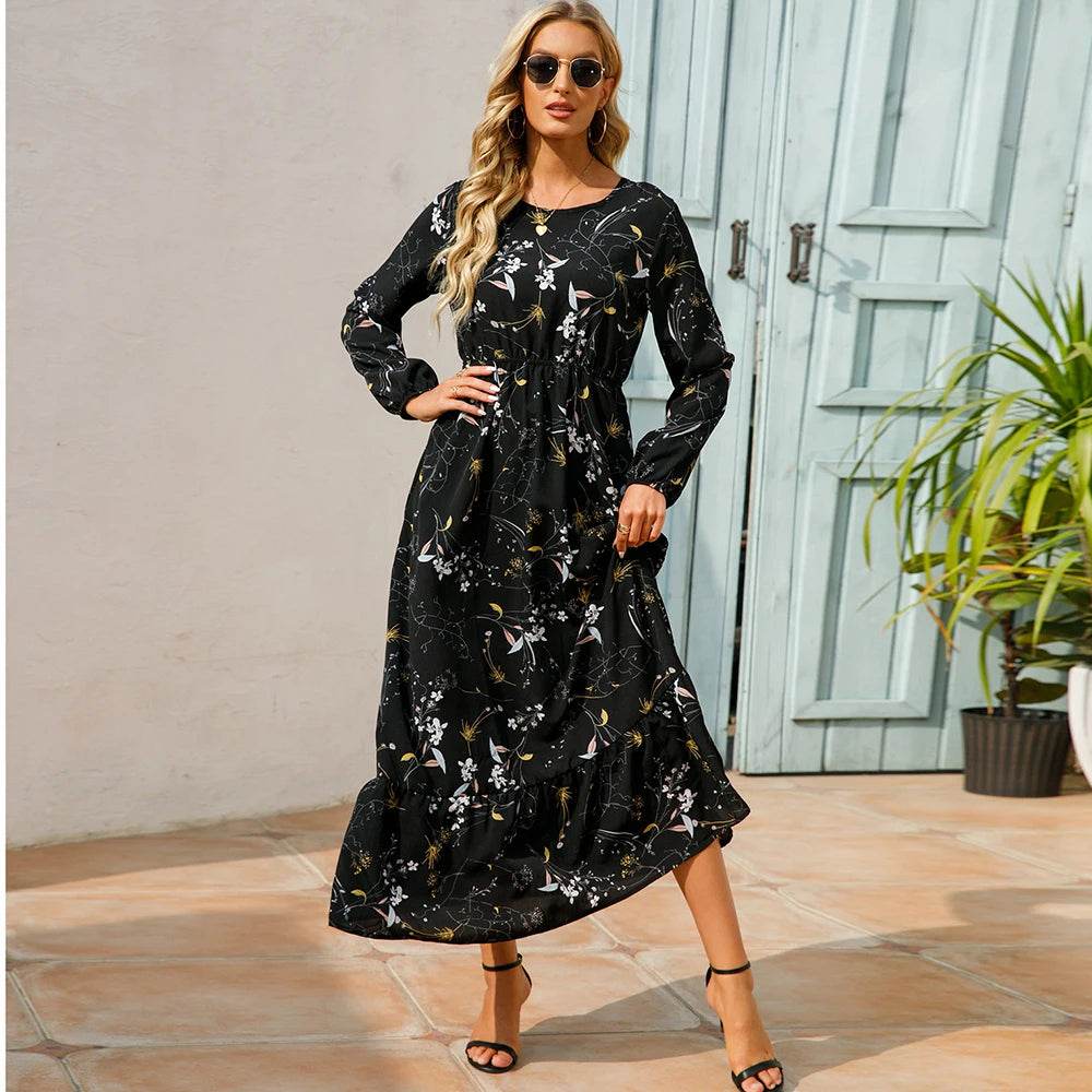 2023 Bohemian Women Maxi Dress - Long Sleeve Chiffon Floral Style - Buy Center UK