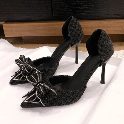 Elegant Pearl Bowknot Stiletto Pumps - Sexy High Heels for Women - Buy Center UK