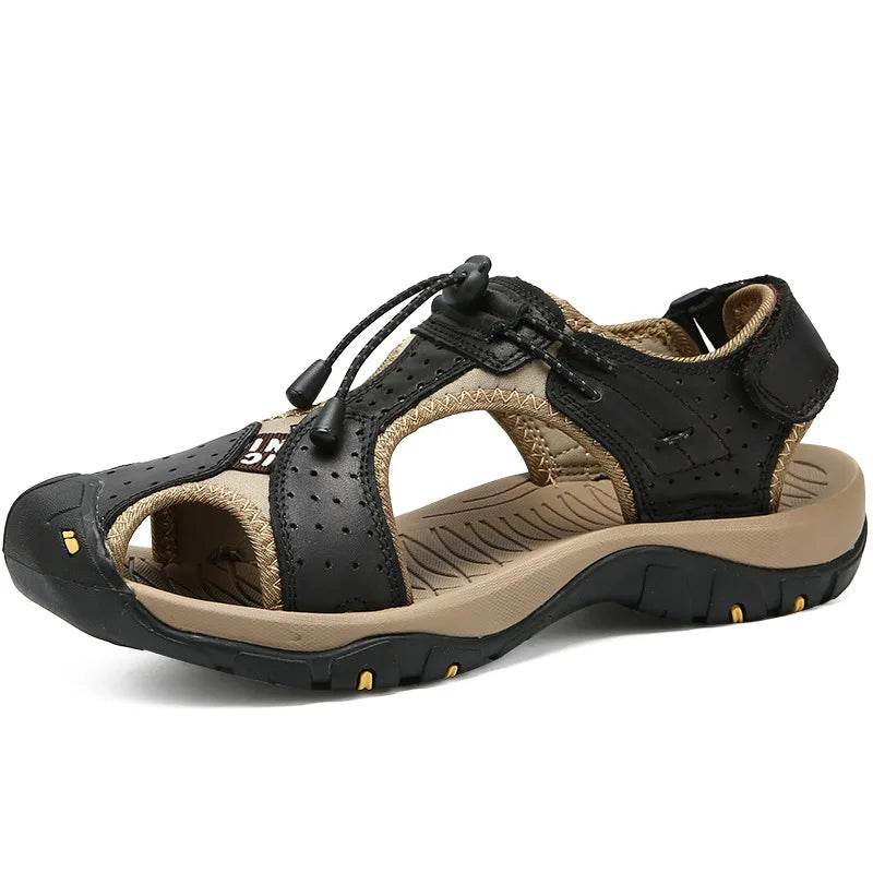 YBQJOO Genuine Leather Casual Shoes - Breathable Hiking Sandals for Men - Buy Center UK