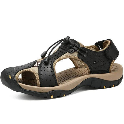 YBQJOO Genuine Leather Casual Shoes - Breathable Hiking Sandals for Men - Buy Center UK