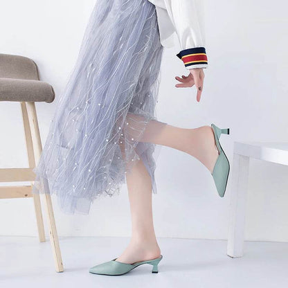 Buy Center Pointed Toe Low Heel Slippers - Luxury Fashion Slides - Buy Center UK