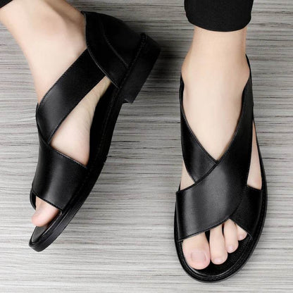 Buy Center Men's Genuine Leather Gladiator Sandals - Summer Beach Style - Buy Center UK