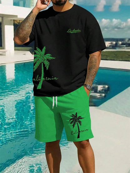 Buy Center 2024 Hawaiian Coconut Print Men's Suit - Summer Casual Set - Buy Center UK