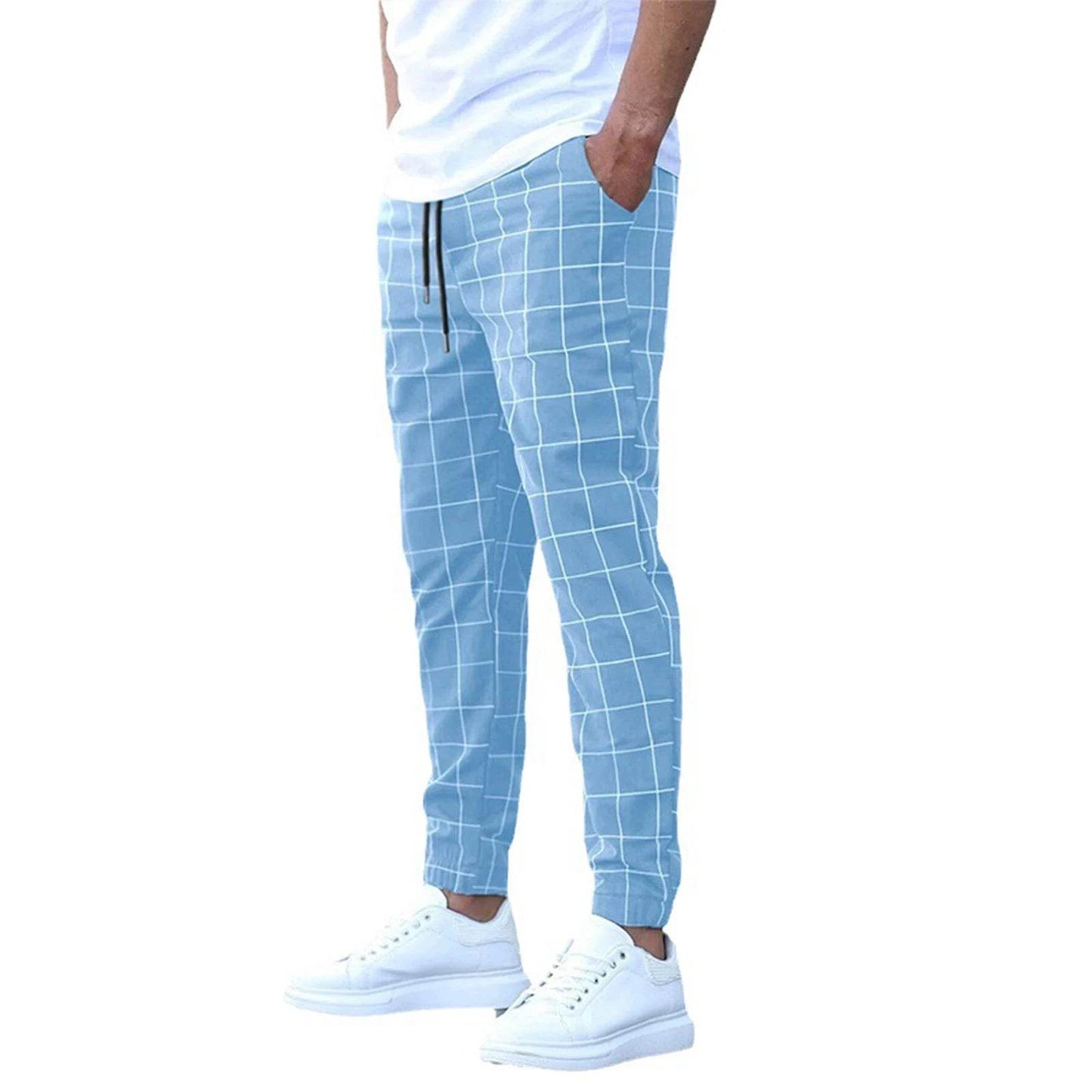 Buy Center Men’s Plaid Pants - Elastic Waist Casual Trousers with Pockets - Buy Center UK