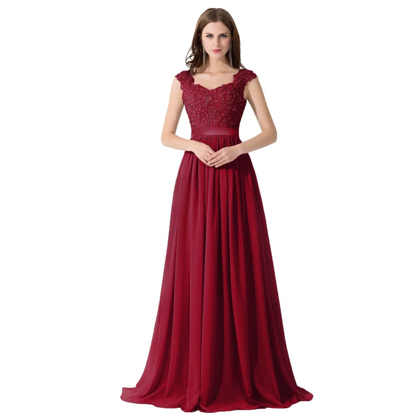 Sliver Bridesmaid Dresses 2024 - Elegant V-Neck A-Line Maxi Gown - Buy Center UK