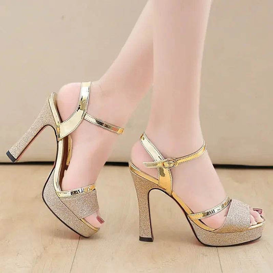 Buy Center Women's Pumps - Peep Toe High Heels, Bling Sandals - Buy Center UK