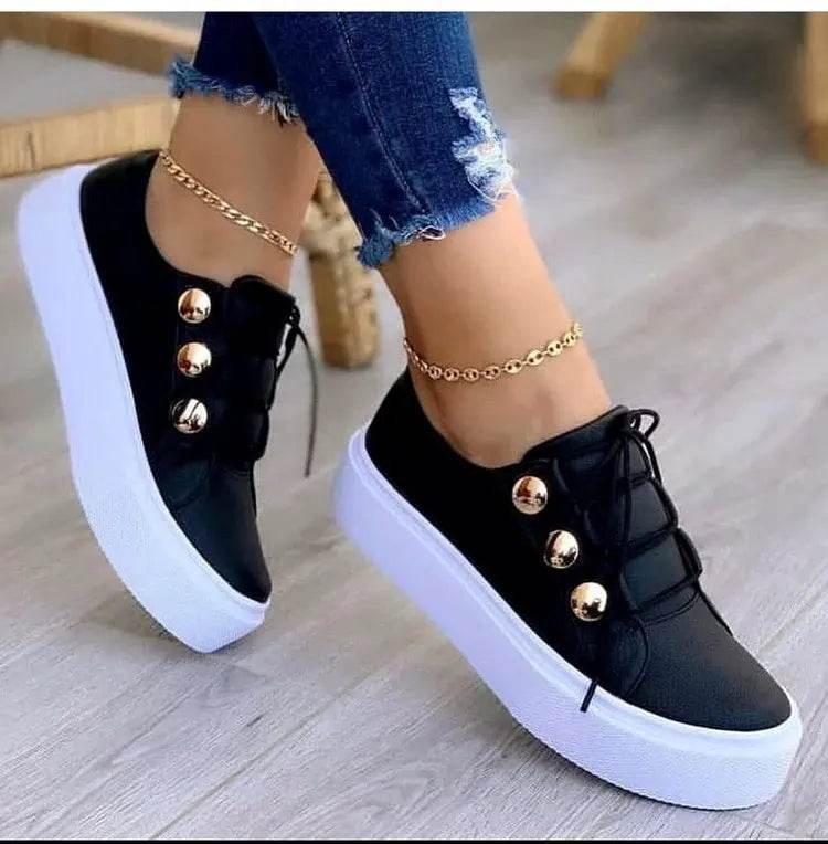 Buy Center Women's White Sneakers - Stylish Casual Canvas Shoes - Buy Center UK
