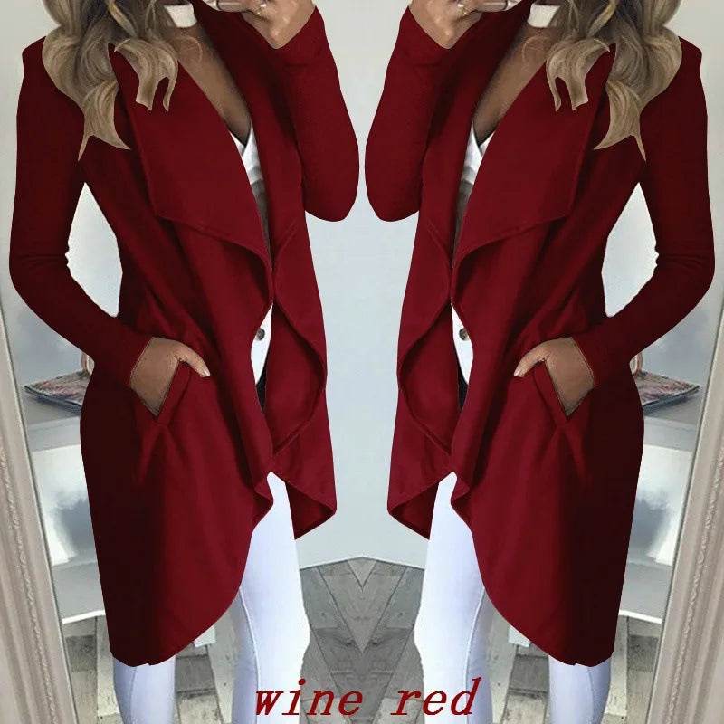 Buy Center Women's Slim Long Trench Coat - Chic Lapel Design - Buy Center UK