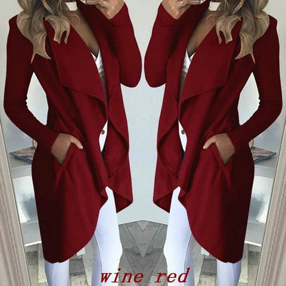 Buy Center Women's Slim Long Trench Coat - Chic Lapel Design - Buy Center UK