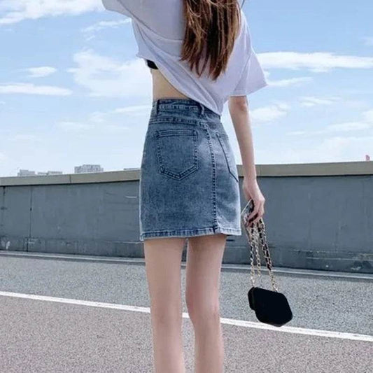 Buy Center Korean High Waist Denim Mini Skirt - Sexy & Chic Design - Buy Center UK
