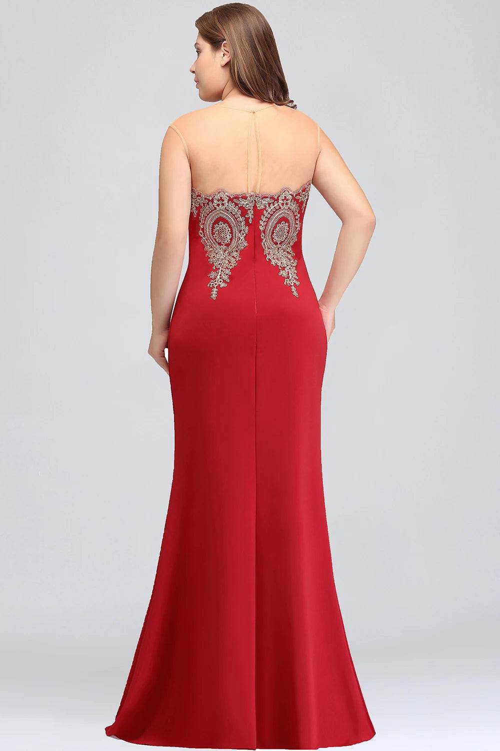 2024 Gold Appliques Sweetheart Illusion Bridesmaid Gown - Floor Length - Buy Center UK