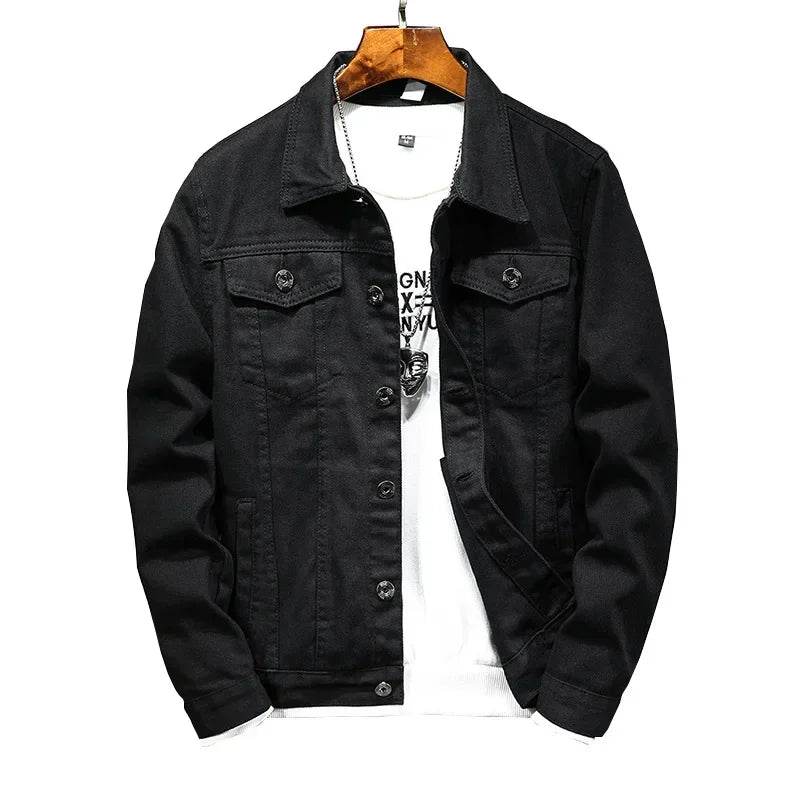 Buy Center Men's Black Jeans Jacket - Trendy Loose Fit, Multi-Pocket - Buy Center UK