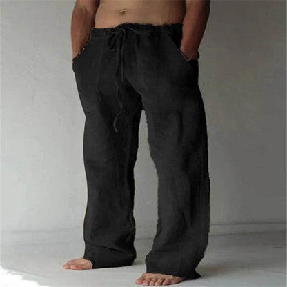 Men's Cotton Linen Casual Pants - Breathable Trousers for Streetwear - Buy Center UK
