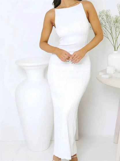Buy Center Sexy Women Long Dress - Ruched Sleeveless Back Split - Buy Center UK