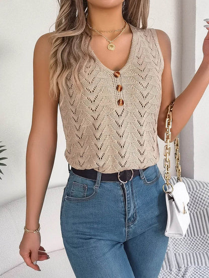 Stylish Women's V-Neck Button Tank Top - Perfect for Summer Vacations - Buy Center UK