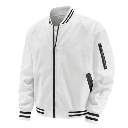 Buy Center Lightweight White Baseball Jacket for Men - Spring Autumn Style - Buy Center UK