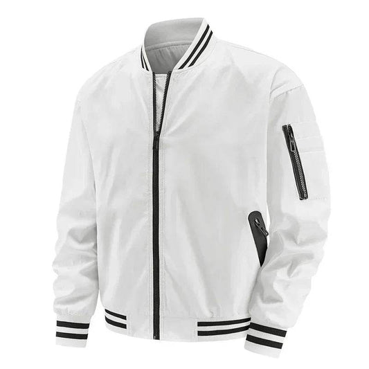 Buy Center Lightweight White Baseball Jacket for Men - Spring Autumn Style - Buy Center UK
