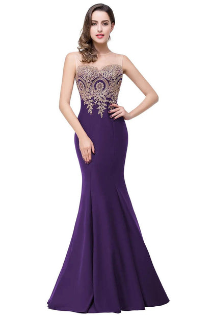 2024 Gold Appliques Sweetheart Illusion Bridesmaid Gown - Floor Length - Buy Center UK