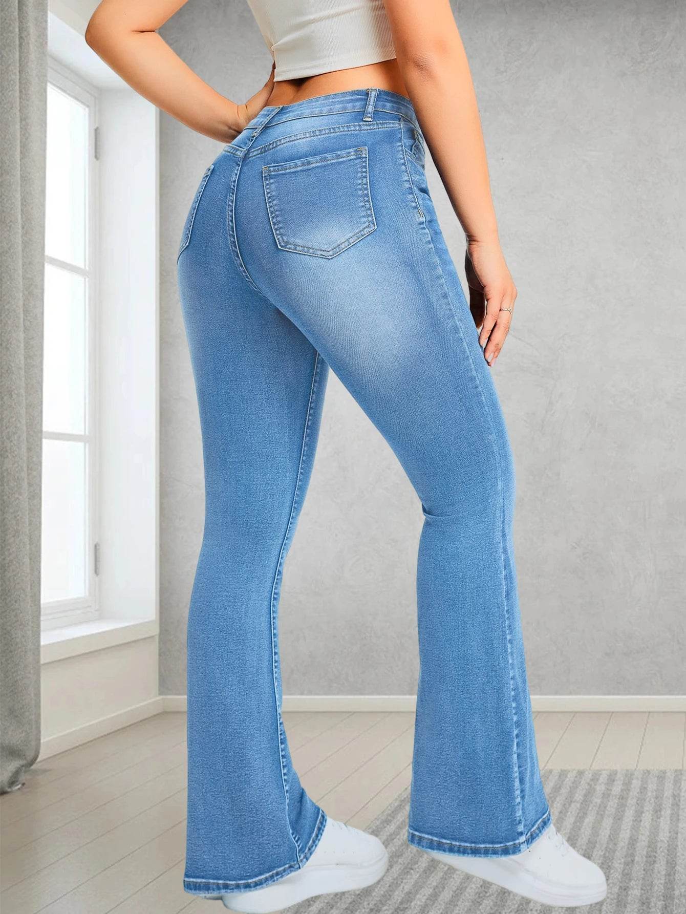 Buy Center Ladies' High Waisted Flared Jeans - Stylish & Comfortable - Buy Center UK