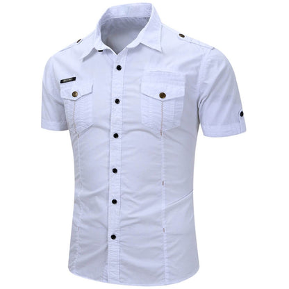 Buy Center Men's Cotton Military Tactical Shirt - Short Sleeve Summer Style - Buy Center UK