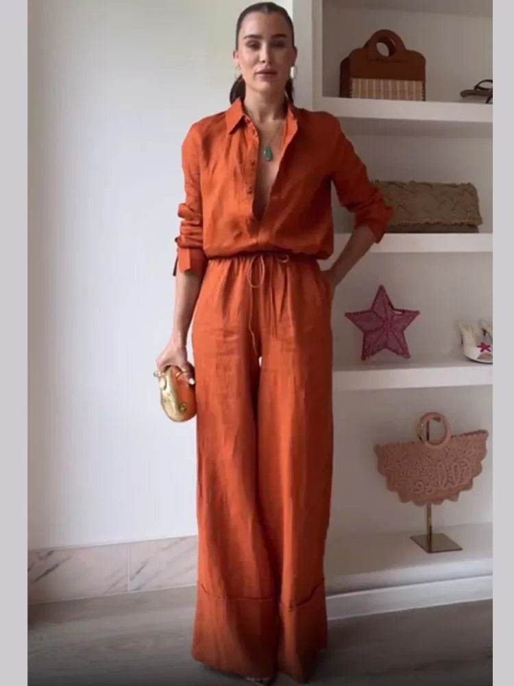 Buy Center Fashion Cotton Linen Pants Set - Elegant Summer Outfit - Buy Center UK