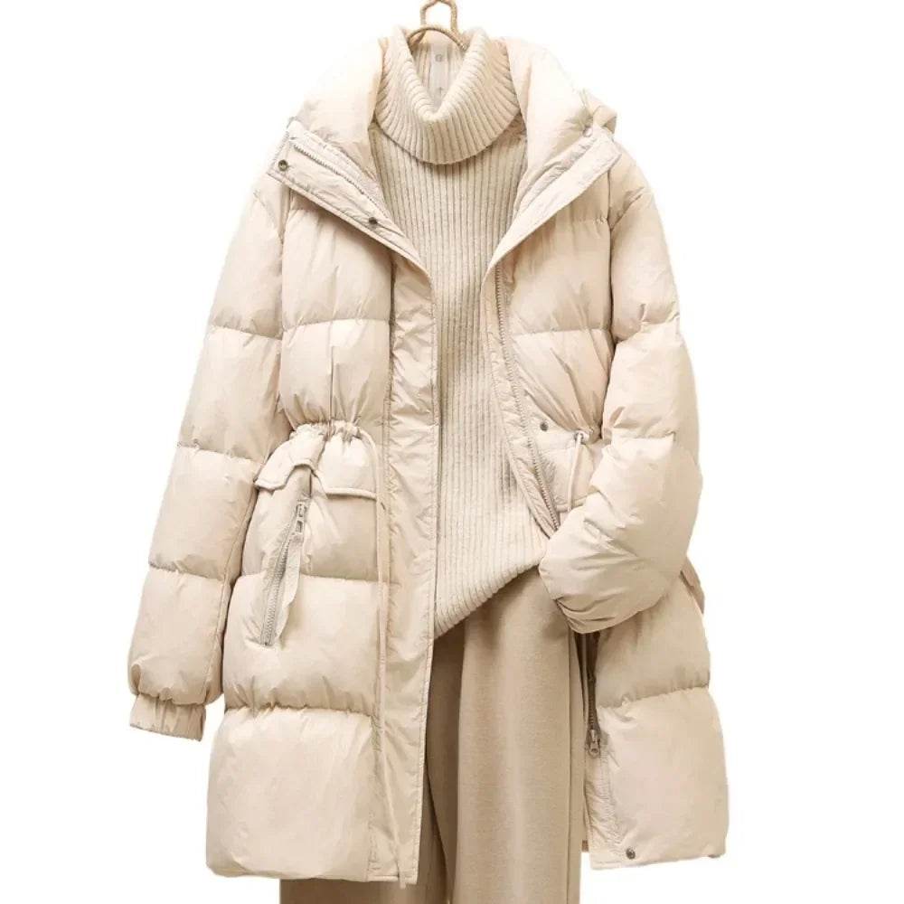 Buy Center Women's White Duck Down Puffer Jacket - Slim Fit & Hooded - Buy Center UK