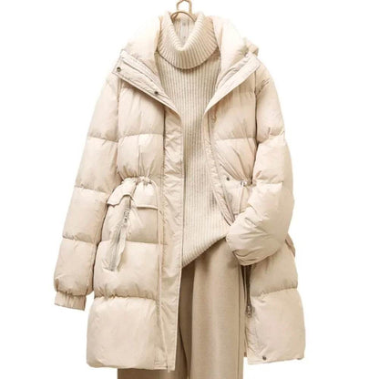 Buy Center Women's White Duck Down Puffer Jacket - Slim Fit & Hooded - Buy Center UK